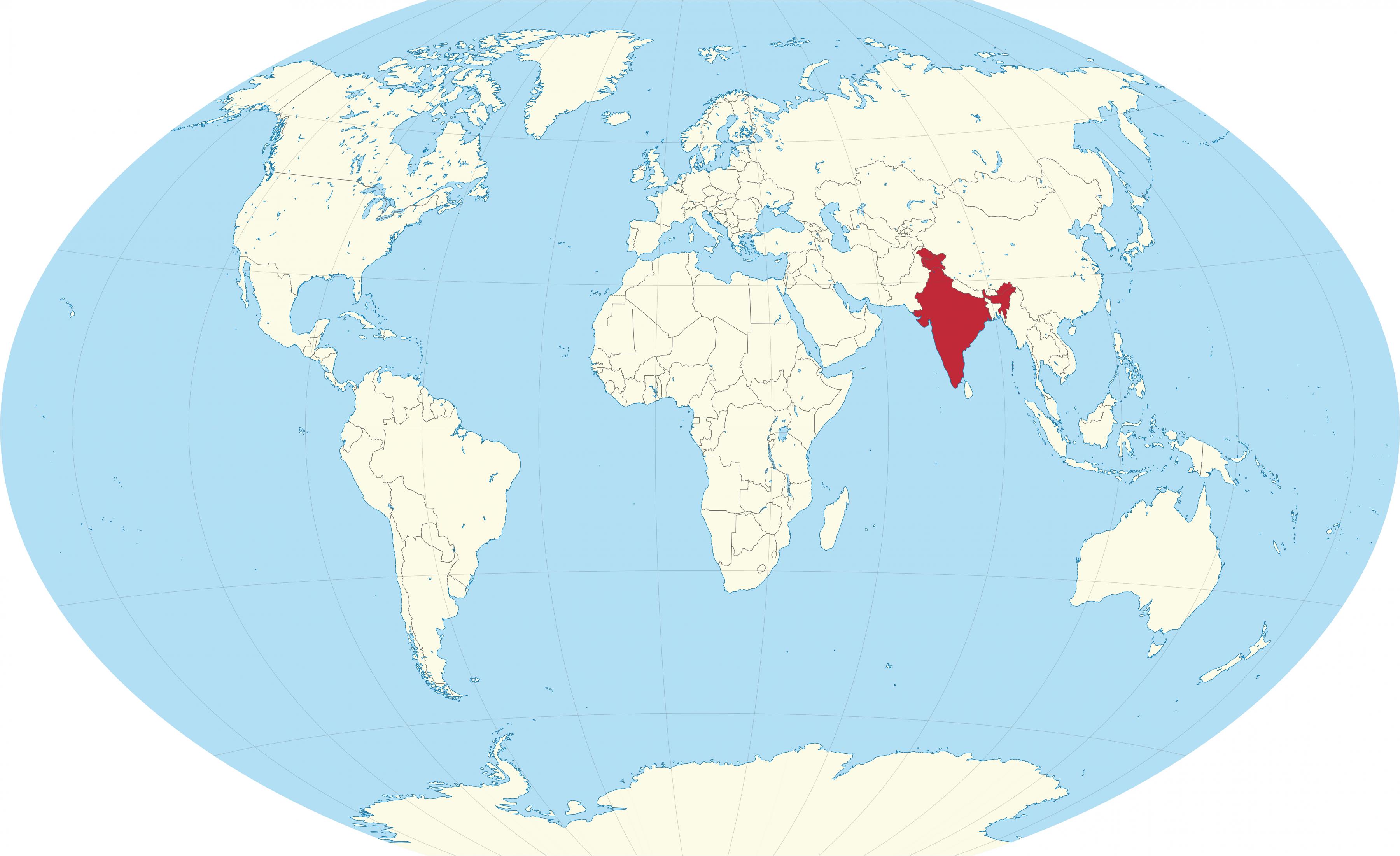 India En El Mapa Mundial 