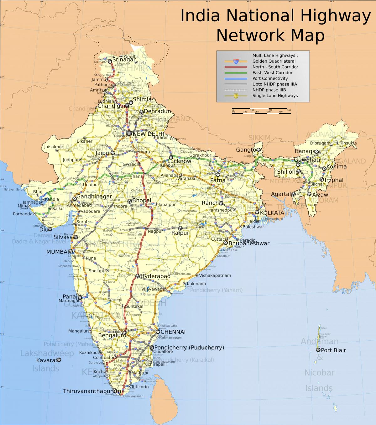 Mapa de conducción de la India