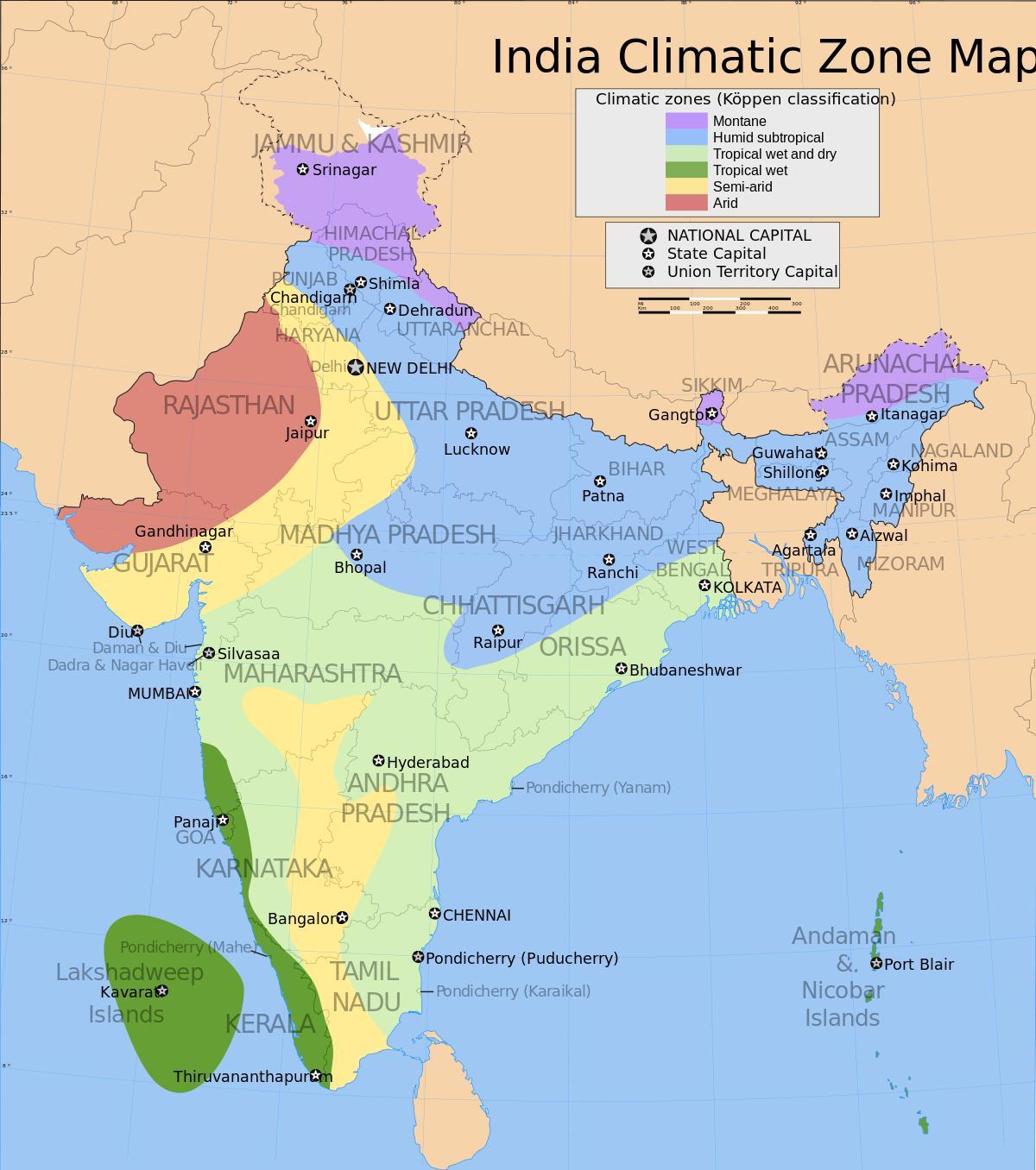 Mapa de temperatura de la India