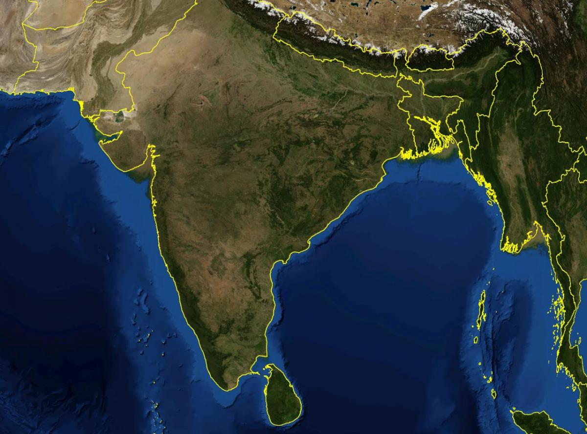 Mapa de vista del cielo de la India
